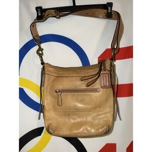 Coach Bleecker Mini Duffle Leather Hobo Crossbody Bag Purse Tan Vintage Y2K